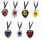 Real Miniature Rose Heart Necklace Valentines Flower Jewellery Lucky Charm