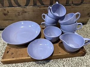 11 Pieces Vintage Royalon Melmac Cups Serving Bowl Sugar Creamer Purple Lilac