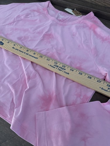 Victoria's Secret PINK Shirt Women's  XL Tie Dye Cropped Long Sleeve Raglan Tee - Picture 6 of 12
