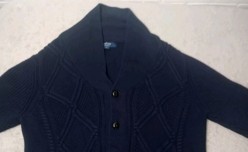 The Savile Row Company London Cable-Knit Cardigan Sweater Size L Slim-Fit Blue - Picture 3 of 12