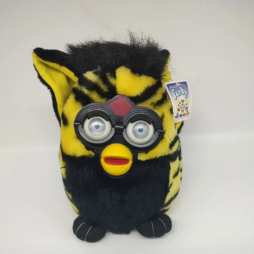Nanco Large 8-9" Stuffed Toy FURBY Plush Bee Tiger Yellow Black Stripe 1999
