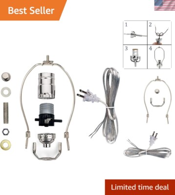DIY Silver Lamp Wiring Set with UL-Listed Components - Create or Repair Lamps