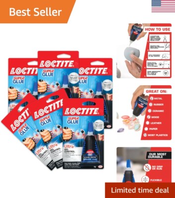 Water-Resistant Gel Super Glue - Maximum Control for Invisible Repairs (6 Pack)