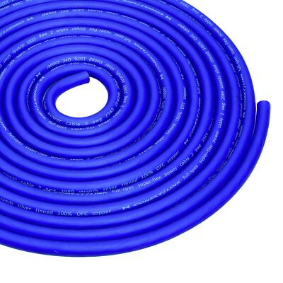 25ft 2 GA Gauge Car Battery Power Cable Ground Wire Tinned OFC Copper Frost Blue