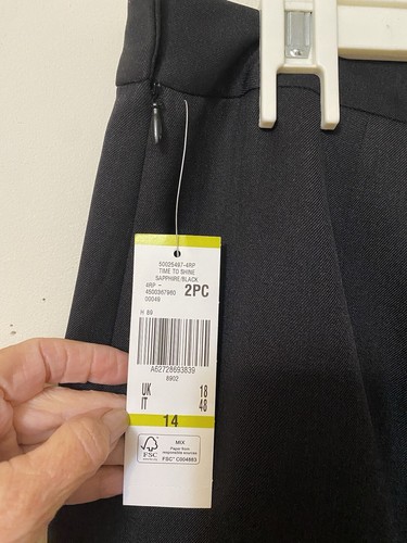 NWT LE SUIT BLACK DRESS PANTS BUSINESS CAREER WORSHIP FLAT FRONT SIDE ZIP 14 - Picture 7 of 10