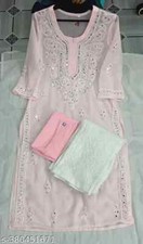 Indian Women's Designer Chikankari hand work georette kurti with pant