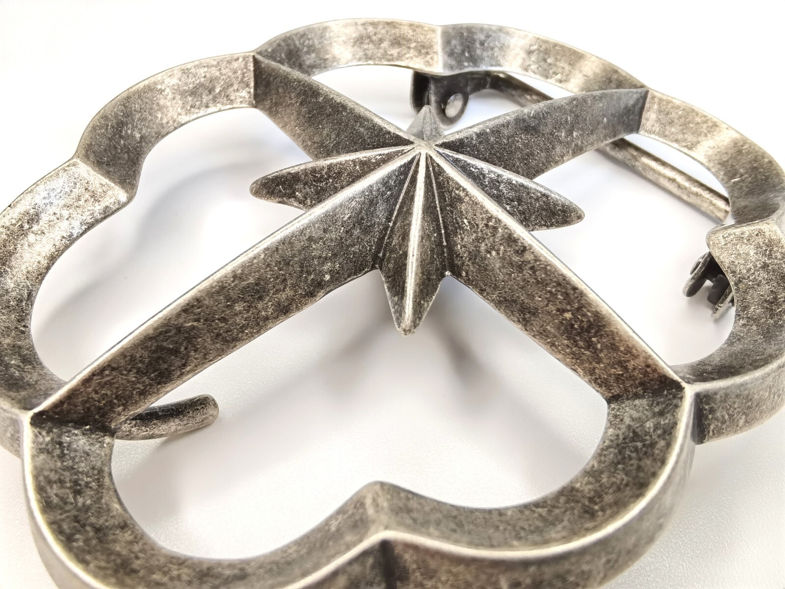 solid brass silver coating Vintage oval flower st… - image 3