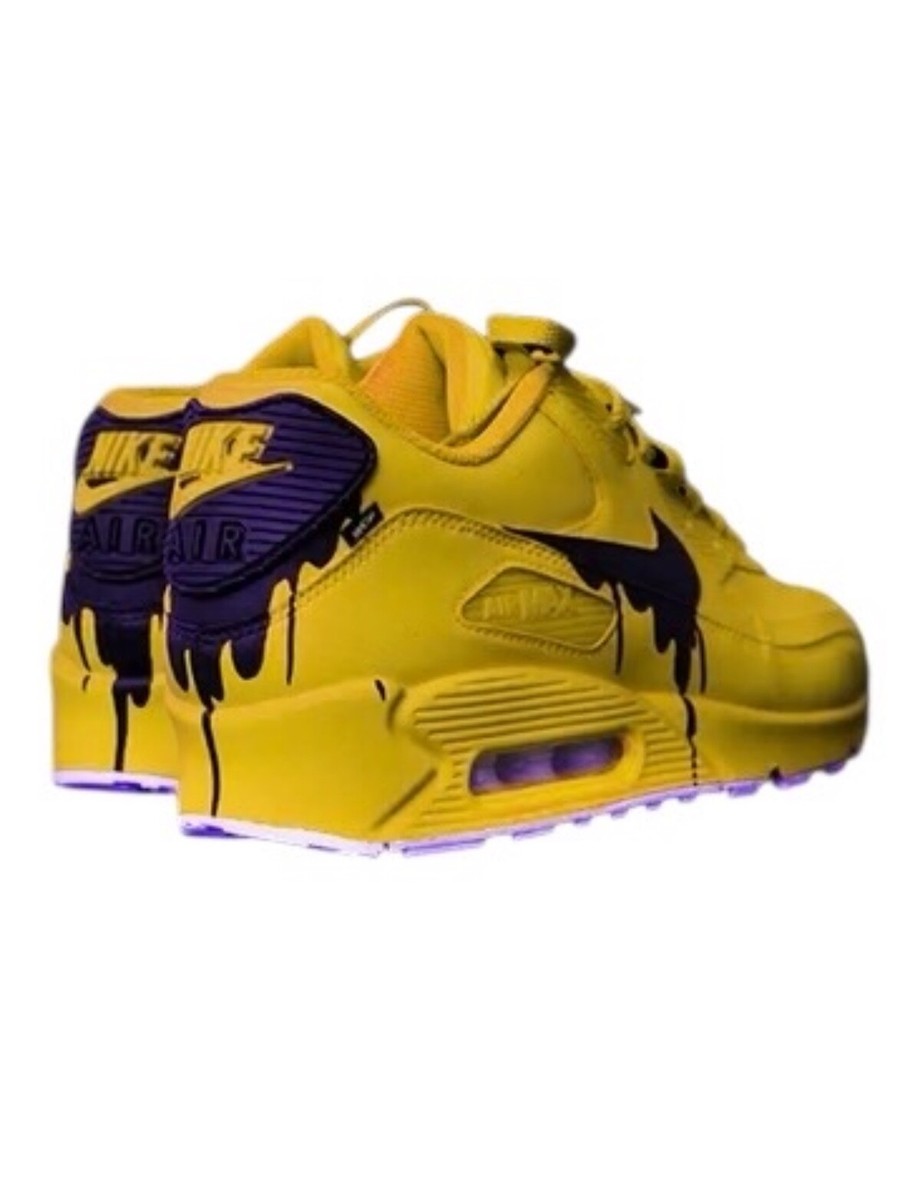Custom Nike Air Max 90 Yellow Black Drip Hand-Painted