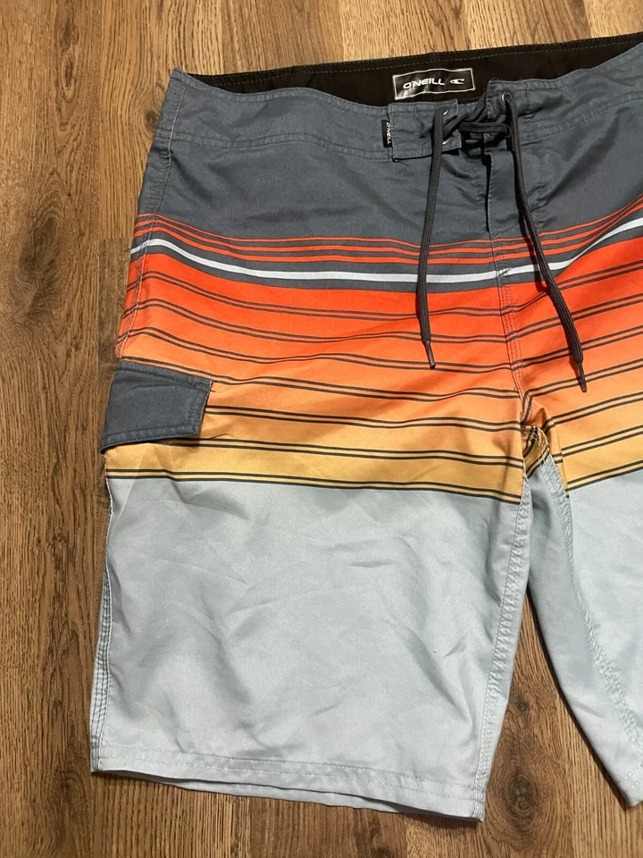 Pantalones cortos O'Neill, para hombre talla 34, gris naranja, bañador, cordón Foto 3 de 4