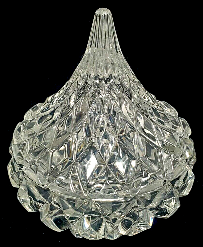 Hershey's Kiss Crystal Candy Dish with Lid 3.5 Inches Tall HFC or Leaded Cut