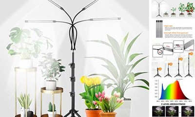  Grow Light with Stand, 5500K Full Spectrum Gooseneck Floor Plant 100.0 Watts