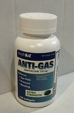 HealthA2Z Gas Relief Simethicone  125mg  150 Softgels EXP 7/26 U53A