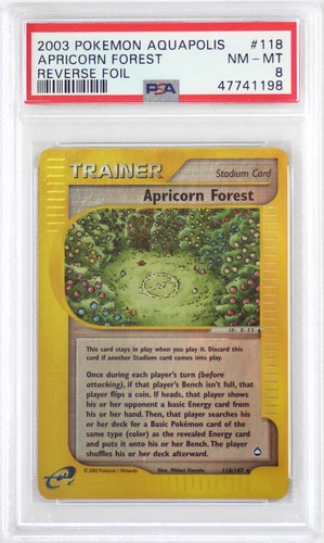 2003 Pokemon Aquapolis # 118 Apricorn Forest Reverse Holo PSA 8 Card NM-MINT!