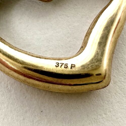 9ct 375 Yellow Gold Pendant - Love Heart - Hollow - 9.5mm - Very Small - Picture 3 of 7