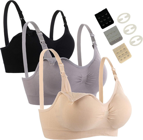 Seitop 3 Pack Nursing Bra for Woman, Seamless Breastfeeding Bras