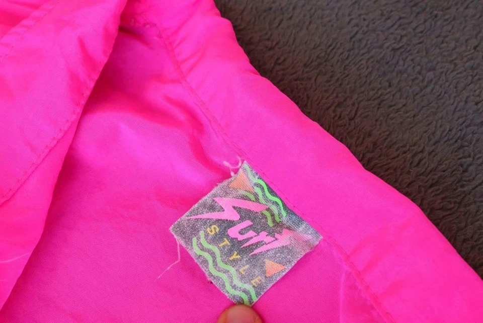 Chaqueta cortavientos estilo surf rosa luz retro atómica neón XL 52" circunferencia OSFA XH Foto 4 de 4