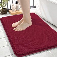 Memory Foam Small Bathroom Rugs Absorbent NonSlip Mat Burgundy 24x16 Inch