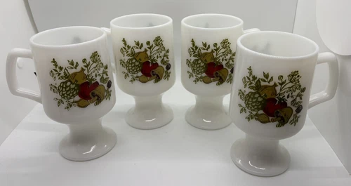Set of 4 Vintage Corning Pyrex Grandmug Tall Coffee Mugs in Spice of Life 