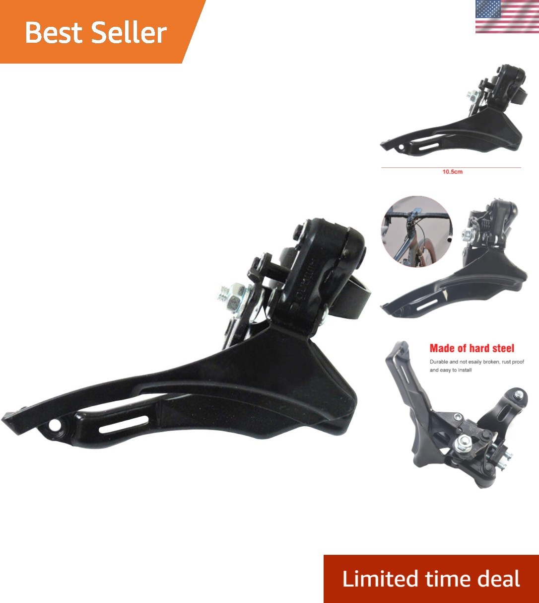 Heavy-Duty Alloy Steel Front Derailleur for All Bike Types - 18/21 Speed Feature