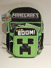 Minecraft Backpack with Lunch Box Detachable NWT Creeper Boom Kids School Bag