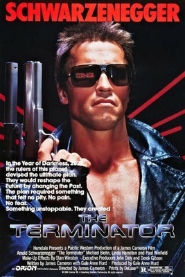 1984 Sci-Fi Cyborg Action Movie Poster Canvas Framed or Ready to Hang