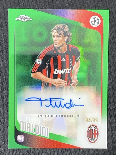 Paolo Maldini 2025-26 Topps Chrome UCC Green Refractor Auto /99 #CLA-PM