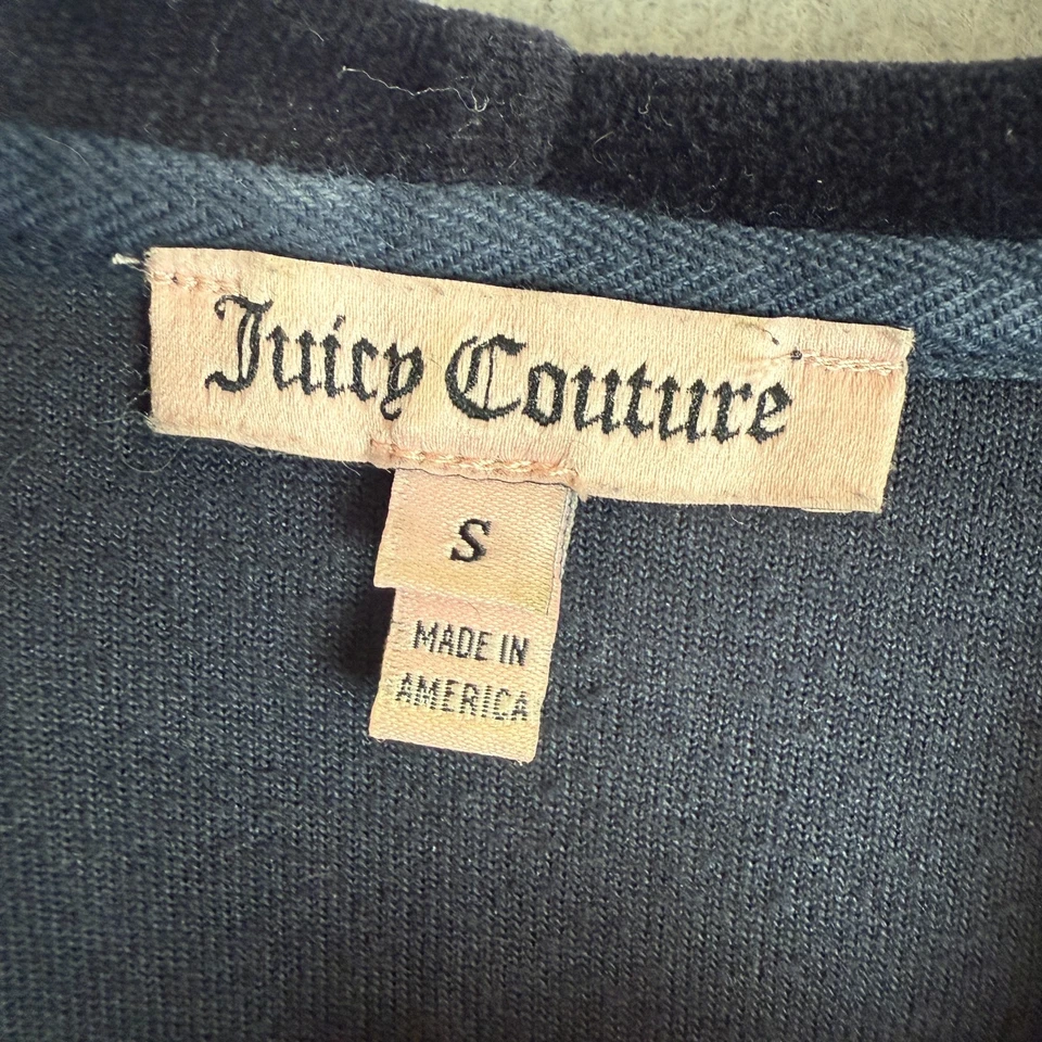 Chaqueta de Colección Juicy Couture Para Mujer Pequeña Azul Marino Terciopelo Brillo Logo Hecha en EE. UU. Y2K Foto 3 de 4