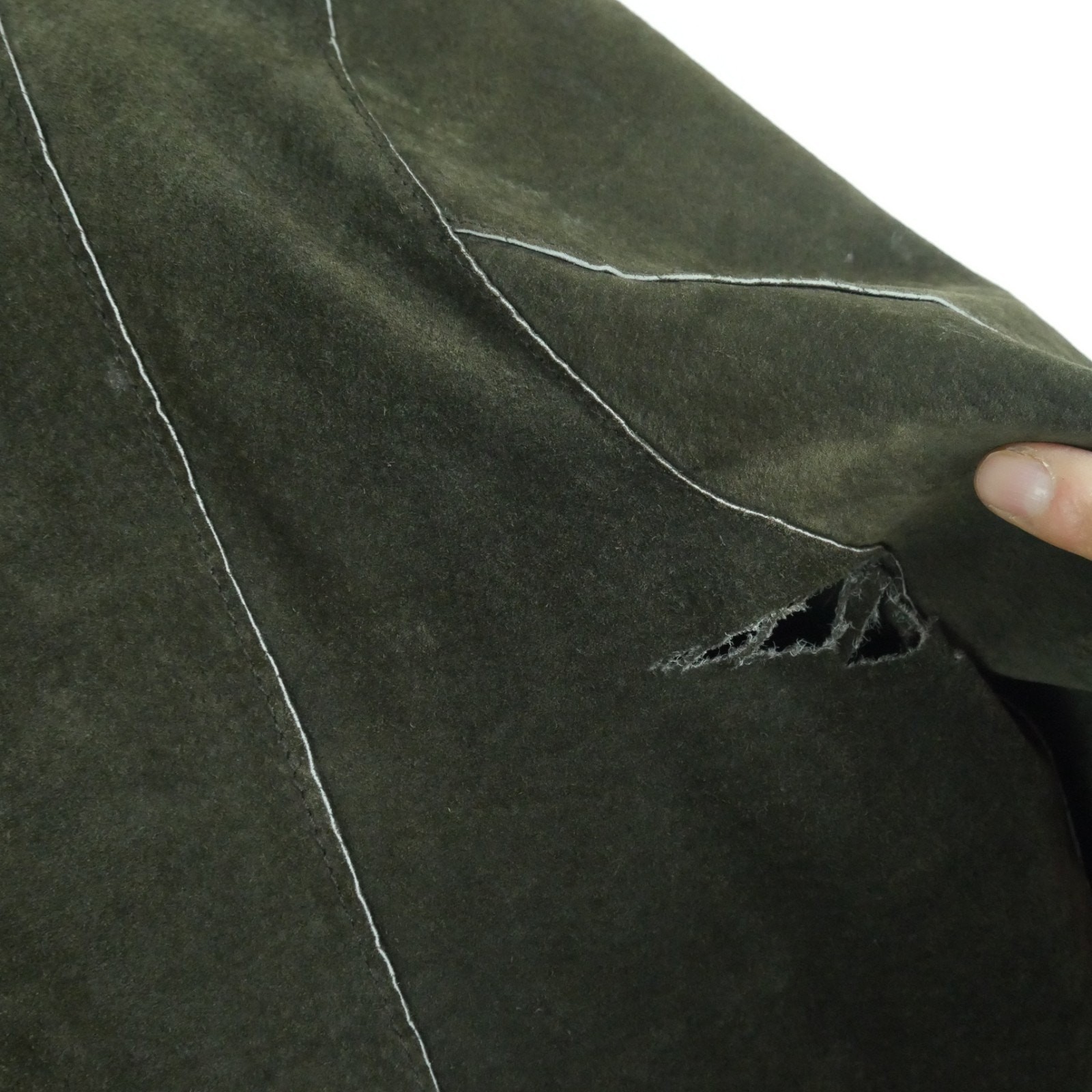 Vintage Large Suede Jacket Patchwork Crochet Brow… - image 10