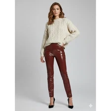 Commando mid high rise faux patent leather legging burgundy women's size XS