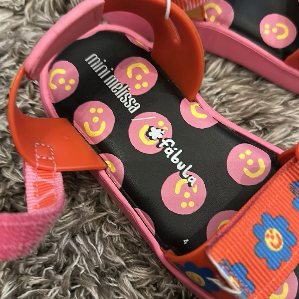 Sandalias Mini Melissa Fábula Rosa y Naranja con Diseño Lúdico Niño Pequeño Talla 9 Foto 2 de 4