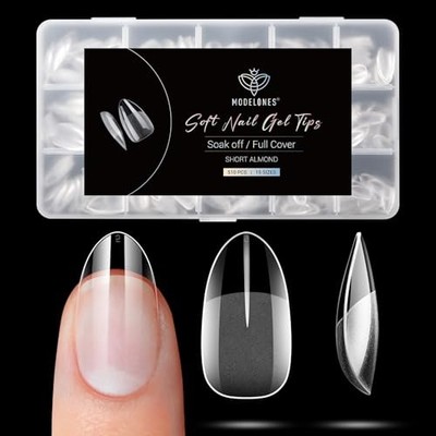 Short Almond Fake Nail Tips - 510Pcs Gel Tips Pre-shaped Half A1-Short Almond