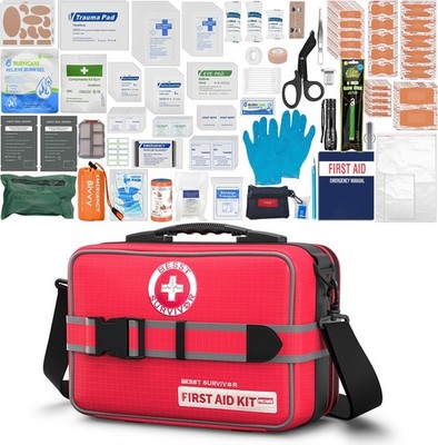 Upgrade Comprehensive Premium First Aid Kit, Labeled Compartments Trauma Kits...