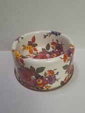 Mackenzie Ciotola per Bambini Smaltata Bianca Floreale Gatto Cane Pet 