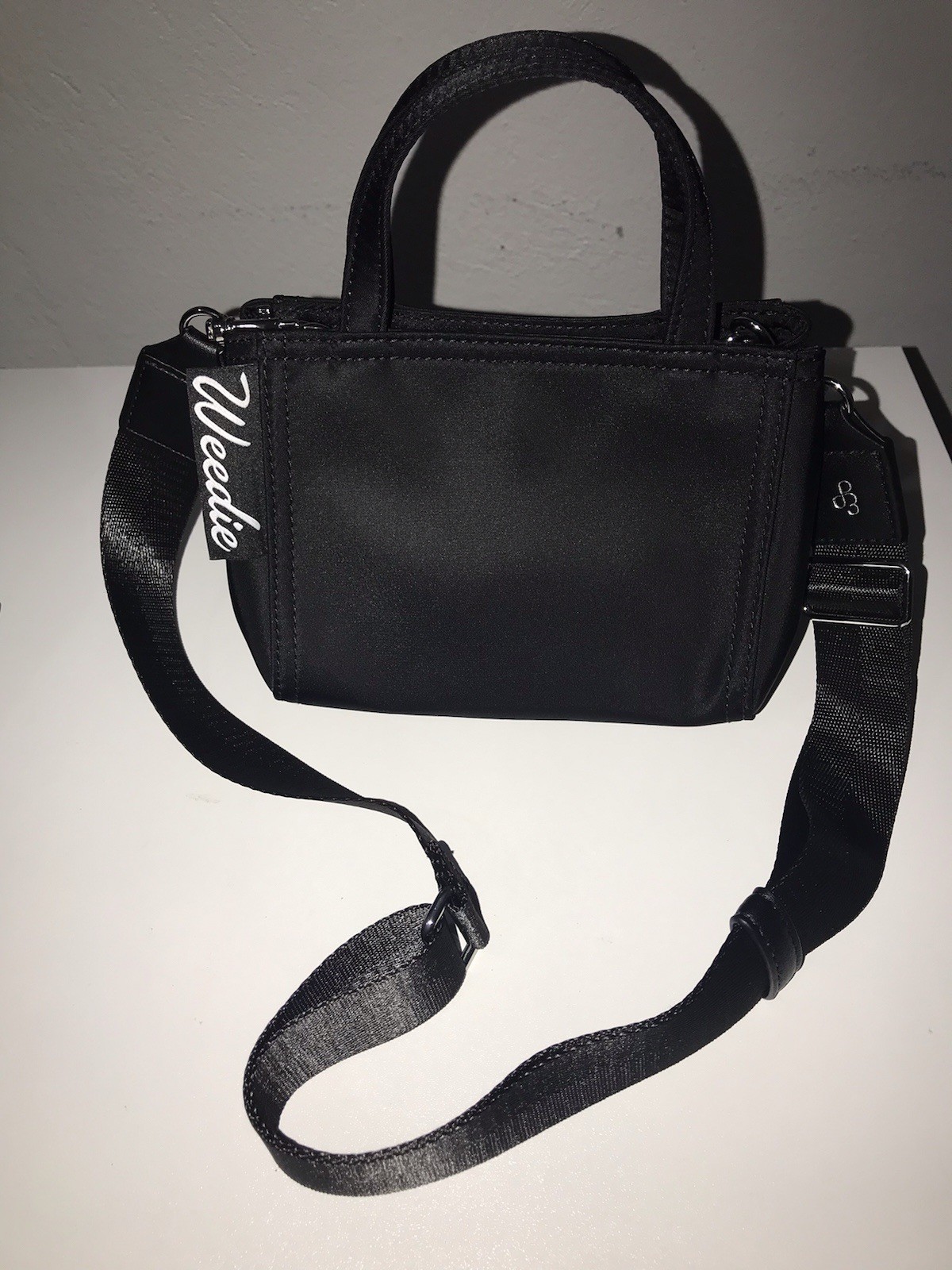 Weedie Edie Parker ‘Baby Bodega’ Mini Bag With Crossbody Strap, Black w/White