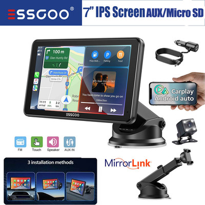 ESSGOO 7Zoll Tragbarer Touchscreen Wireless Apple CarPlay Autoradio Android Auto