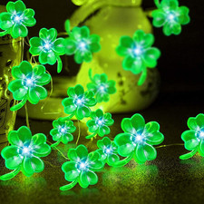 Shamrocks Lights St. Patrick'S Day Decorations St. Patrick'S Lights Timer 10 Ft