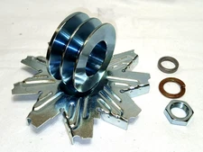 Universal Double Alternator Pulley  and Fan 2-3/4 Inch 3/8 Inch Belt 17 mm Shaft