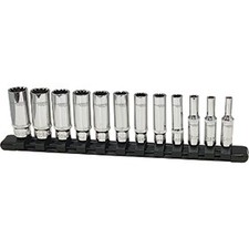 12pc 1/4" Dr Metric Deep Spline Socket Set 99812 PLATINUM TECH Metal Silver