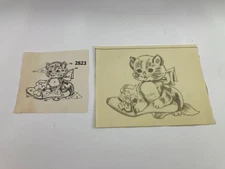 Kitten Cat Velvet Fabric Tri-Chem Liquid Embroidery Mini Picture to Paint 8"x6"