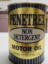 Lata de aceite vintage Penetrex de 1 cuarto de galón sin detergente Quaker Oil Corporation