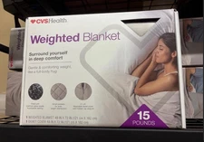 CVS Health 15 lb Pound Weighted Blanket 48" x 72" Gray For Deep Comfort & Sleep