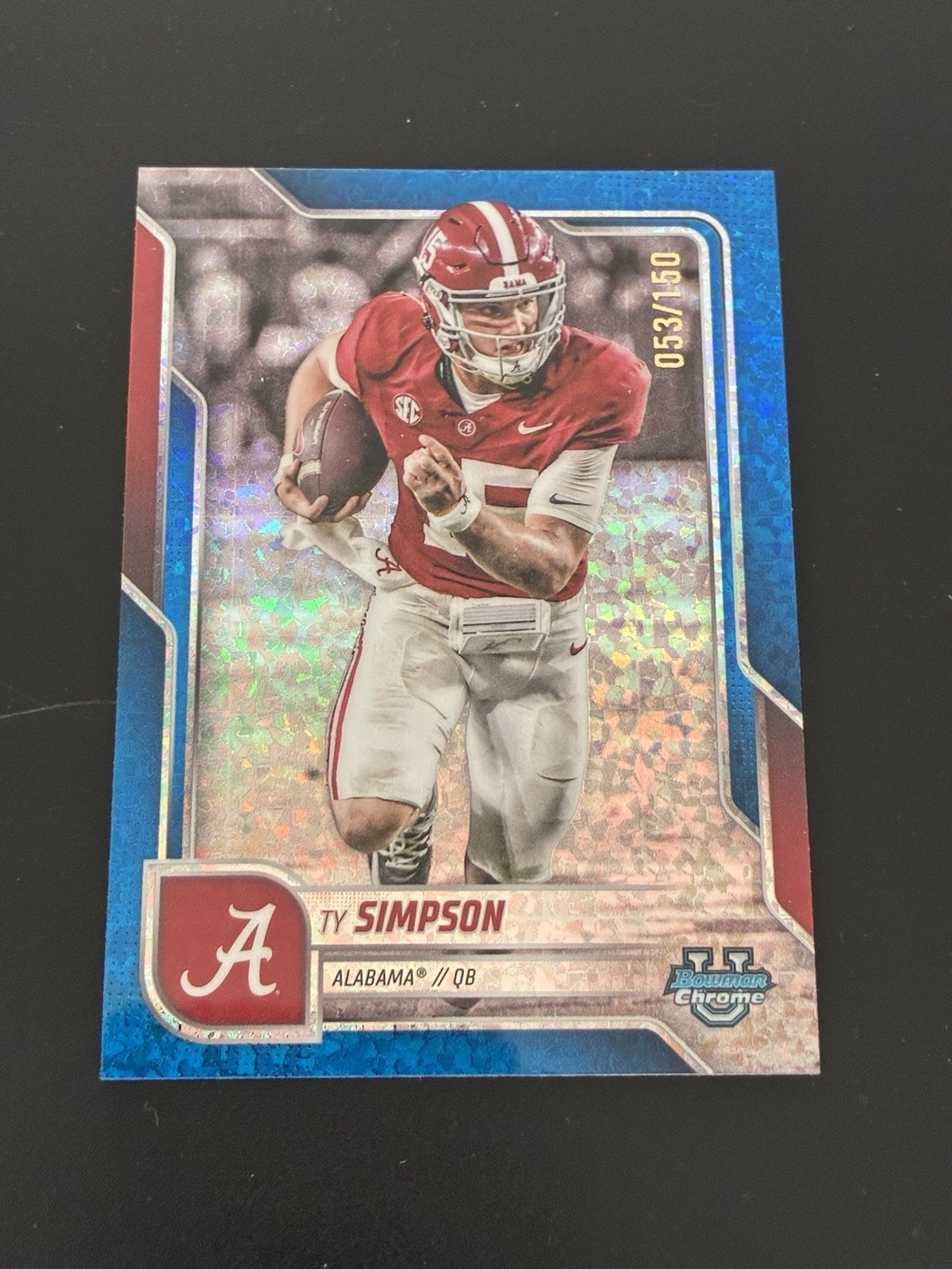 Ty Simpson 2025 Bowman U Chrome Blue Mini Diamond Refractor /150 #151 Alabama