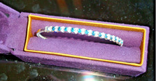 14k White Gold Round Cut Natural Blue and White Diamond Tennis Bracelet