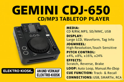Gemini CDJ-650 | CD - MP3 Player Tabletop CD USB Player DJ Equipment | CDJ650