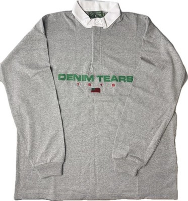 Denim Tears Embroidered Flag TB1 Rugby Long Sleeve Shirt Grey Large Brand New