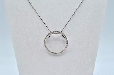 14K Weißgold Diamant Kreis des Lebens Anhänger & Box Kette 0,40 ctw 19''
