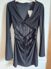 NWT Zara - Black Tie Front Dress - Bell Sleeve - Large