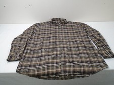 Carhartt Flannel Shirt Mens Size XL Tall Brown Blue Plaid Cotton Button Up