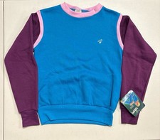 Vintage 80s Wrangler Activewear Sweatshirt Womens M Colorblock USA Made NWT