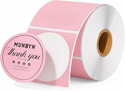 MUNBYN Runde Etiketten Selbstklebend 50x50mm Rosa